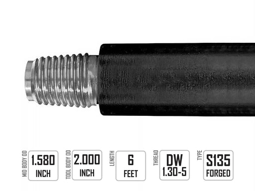 Ditch Witch JT9 and JT10 Compatible Drill Pipe 6ft DW 1.30-5