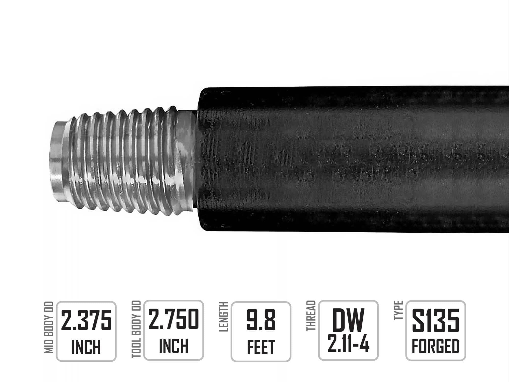 Ditch Witch JT25, JT2720M1, JT28, JT30, JT32 Compatible Drill Pipe 9.8 ...